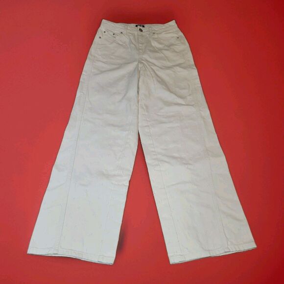 Future Collective Denim - Future Collective x Jenny K Lopez White Eyelet Wide Leg Jeans Size 2 Rigid Denim